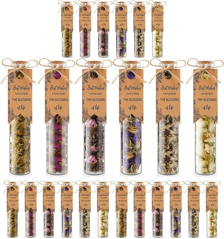 Wedding Favors Bulk Wedding Favors for Guests Rustic Wedding Favors Baby Shower Party Favors Dried Flower Petals in Bulk Glass Tea Jar Appreciation Gifts for Your Guest, 6 Flavors (24 Pcs) in Saudi Arabia