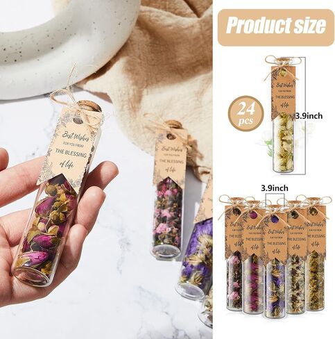 Wedding Favors Bulk Wedding Favors for Guests Rustic Wedding Favors Baby Shower Party Favors Dried Flower Petals in Bulk Glass Tea Jar Appreciation Gifts for Your Guest, 6 Flavors (24 Pcs) in Saudi Arabia