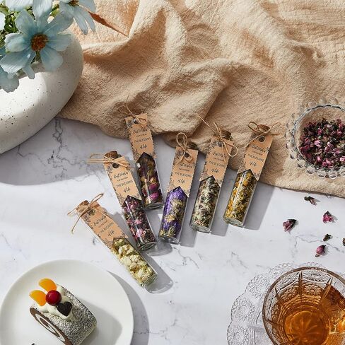 Wedding Favors Bulk Wedding Favors for Guests Rustic Wedding Favors Baby Shower Party Favors Dried Flower Petals in Bulk Glass Tea Jar Appreciation Gifts for Your Guest, 6 Flavors (24 Pcs) in Saudi Arabia