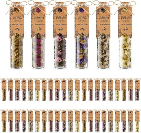 Wedding Favors Bulk Wedding Favors for Guests Rustic Wedding Favors Baby Shower Party Favors Dried Flower Petals in Bulk Glass Tea Jar Appreciation Gifts for Your Guest, 6 Flavors (24 Pcs) in Kuwait