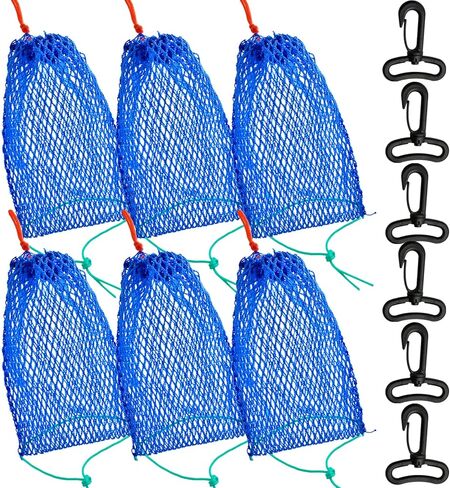 ميلكاري اكياس طعوم سرطان البحر، 6 قطع من الفخاخ الشبكية بتصميم رياضي مع خزانة مطاطية لجراد البحر والروبيان والاسماك in Kuwait