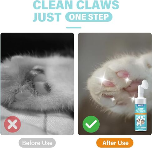 منظف ​​مخالب الكلاب، شامبو مخالب الحيوانات الأليفة بدون شطف ومحمول مع فرشاة سيليكون ناعمة، منظف طبيعي بالكامل للحيوانات الأليفة وغسالة مخالب الكلاب للتنظيف العميق in Kuwait