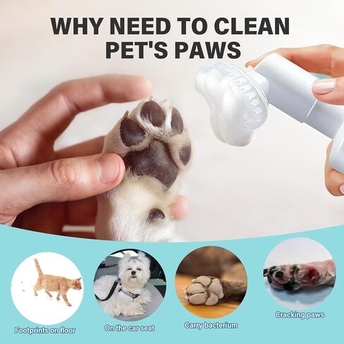 منظف ​​مخالب الكلاب، شامبو مخالب الحيوانات الأليفة بدون شطف ومحمول مع فرشاة سيليكون ناعمة، منظف طبيعي بالكامل للحيوانات الأليفة وغسالة مخالب الكلاب للتنظيف العميق in Kuwait