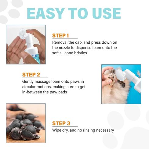 منظف ​​مخالب الكلاب، شامبو مخالب الحيوانات الأليفة بدون شطف ومحمول مع فرشاة سيليكون ناعمة، منظف طبيعي بالكامل للحيوانات الأليفة وغسالة مخالب الكلاب للتنظيف العميق in Kuwait