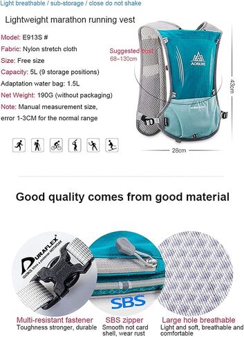 Win.Deeper 5L Lightweight Running Backpackn Outdoor Sports Trail Racing Marathon Hiking Fitness Bag Hydration Vest Pack for Men Women with 1.5L Bag or 500ml Kettle in Saudi Arabia