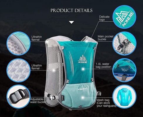 Win.Deeper 5L Lightweight Running Backpackn Outdoor Sports Trail Racing Marathon Hiking Fitness Bag Hydration Vest Pack for Men Women with 1.5L Bag or 500ml Kettle in Saudi Arabia