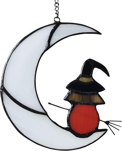 Black Cat On Bule Moon Stained Glass in Kuwait