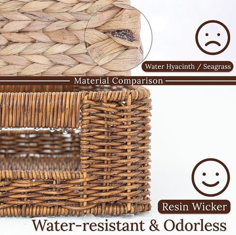 WeeNest Baskets for Storage, Wicker Basket, Rectangular, Set of 3, Toffee | Baskets for Organizing, Pantry Basket, Undershelf Wicker Storage, Storage Baskets for Closet, Baskets for Shelves in Saudi Arabia