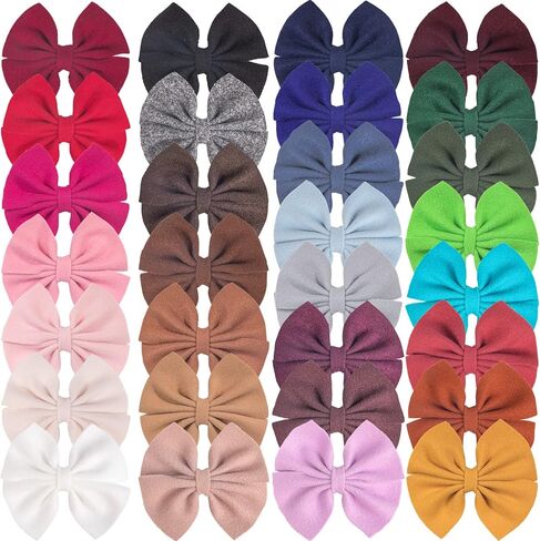 XIMA 30PCS Girls Hair Bows Clips Felt Woolen Hair Accessories Handmade Cotton Hair Bow for Toddler Girls Infants Kids and Teens 30Colors in Saudi Arabia