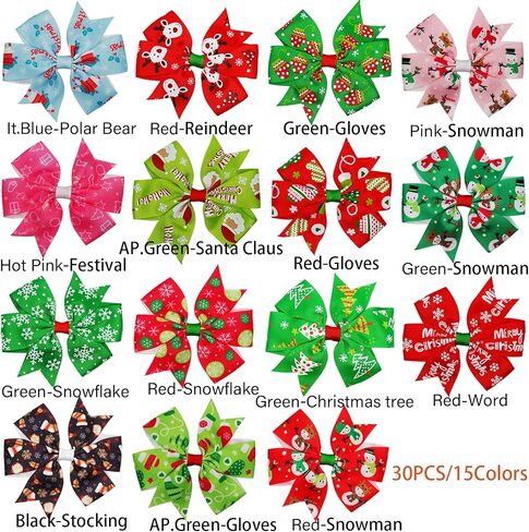 yxiang 10 قطع قوس شعر عيد الميلاد للفتيات عيد الميلاد قوس الشعر التمساح كليب ملون بوتيك إكسسوارات الشعر grosgrain الشريط مشبك شعر كبير مع صندوق هدية لطفلة طفل صغير في سن المراهقة in Kuwait