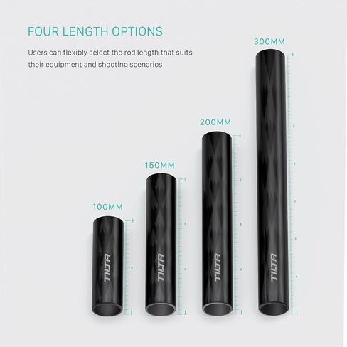 Tilta 2X Carbon Fiber Rods 15mm for Rail Support System | Increased Strength | Limited Reflection | Lightweight | DSLR Shoulder Rig, Camera Stabilizer Cage, Matte Box (10cm) in Saudi Arabia