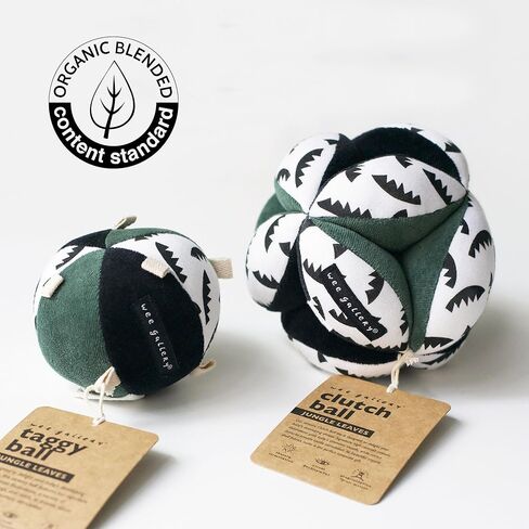 Wee Gallery, Taggy Ball with Rattle - Developmental Activity for Babies - Visual Stimulation, Motor Skills, Soft Interactive Sensory Toy for Infant Play (Woodland Theme) in Saudi Arabia