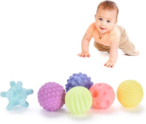 Botabee Sensory Balls for Babies - 6 Pack, Textured Multi Soft Ball Set for Toddlers 1-3, Multicolored Montessori Toys for Infant Development, Safe and Educational Baby Toys 6 to 12 Months in Kuwait