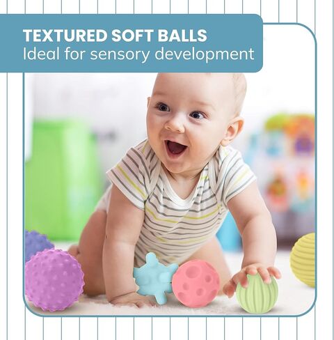Botabee Sensory Balls for Babies - 6 Pack, Textured Multi Soft Ball Set for Toddlers 1-3, Multicolored Montessori Toys for Infant Development, Safe and Educational Baby Toys 6 to 12 Months in Kuwait