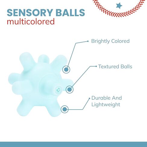 Botabee Sensory Balls for Babies - 6 Pack, Textured Multi Soft Ball Set for Toddlers 1-3, Multicolored Montessori Toys for Infant Development, Safe and Educational Baby Toys 6 to 12 Months in Kuwait