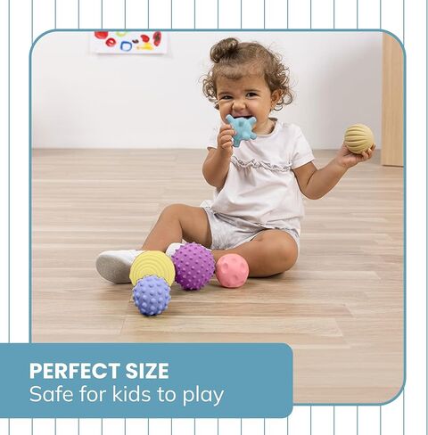 Botabee Sensory Balls for Babies - 6 Pack, Textured Multi Soft Ball Set for Toddlers 1-3, Multicolored Montessori Toys for Infant Development, Safe and Educational Baby Toys 6 to 12 Months in Kuwait