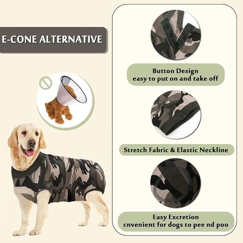 Dog Onesie Dog Surgery Recovery Suit for Male Female Surgical Suit for Spay and Neuter E-Collar & Cone Alternative Anti-Biting Lick Wound in Kuwait