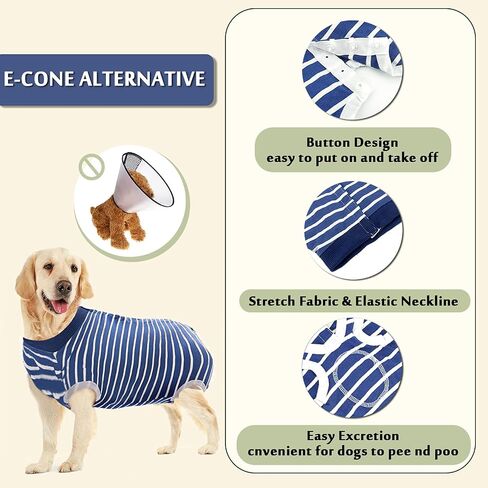 Dog Onesie Dog Surgery Recovery Suit for Male Female Surgical Suit for Spay and Neuter E-Collar & Cone Alternative Anti-Biting Lick Wound in Kuwait