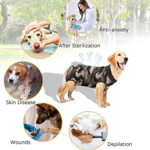 Dog Onesie Dog Surgery Recovery Suit for Male Female Surgical Suit for Spay and Neuter E-Collar & Cone Alternative Anti-Biting Lick Wound in Kuwait