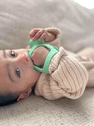 Itzy Ritzy Bitzy Grip Hand Teether - Silicone Teether for Babies - Developmental Teething Toy with Easy-to-Hold Hand Grip, Designed for Babies 3 Months & Up in Kuwait