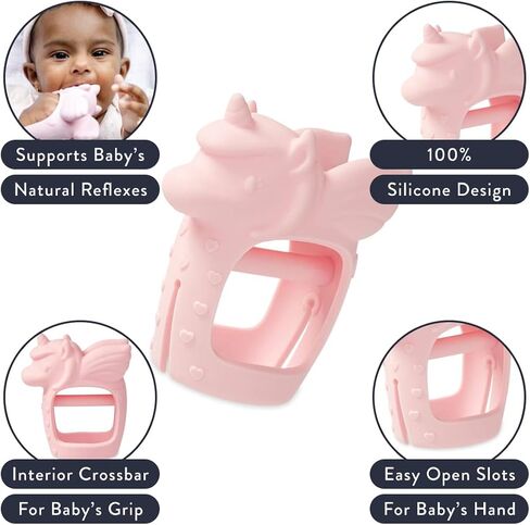 Itzy Ritzy Bitzy Grip Hand Teether - Silicone Teether for Babies - Developmental Teething Toy with Easy-to-Hold Hand Grip, Designed for Babies 3 Months & Up in Kuwait