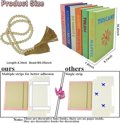 كتب صناعية مزخرفة لجماليات المنزل، مثالية لتزيين طاولة القهوة والأرفف. ديكور كتاب غرفة بريبي. (مجموعة من 6 قطع) in Kuwait