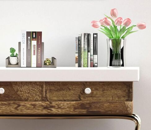 OwlGift Vintage Gray L-Shaped Solid Wood Bookends, Decorative Bookends w/Black-Tone Metal Supports, Non-Skid and Sturdy to Hold Heavy Books, 1-Pair in Saudi Arabia