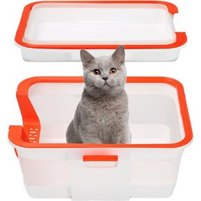 LilMonster Travel Litter Box for Cats, Open Cat Litter Box Foldable for Kittens/Senior/Handicapped Cats, Covered Cat Toilet, Multifunctional Litter Pan for Travel, Standard Size, Orange, 2 Pack in Saudi Arabia