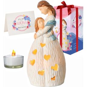 Shelving Solution Gifts for Mom, Mother & Daughter Candle Holder Statue, from Daughter with Flickering LED Candle for Christmas Birthday Bride Gift Home Bathroom Tabletop Ornaments in Kuwait