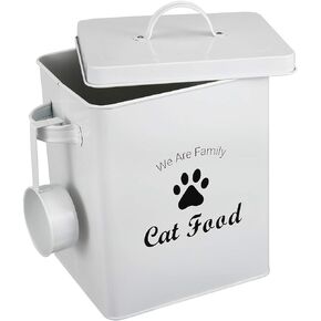 Geyecete Pet Treat and Food Storage Tin with Lid - 5lbs Capacity - Serving Scoop Included … -DOG