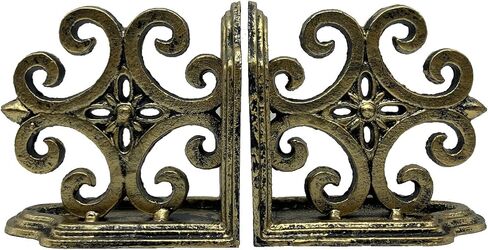 Decorative Bookends, Cast Iron Book Ends for Shelves, Set of 2 Heavy Duty Bookend Supports Book End Book Holder (Antique White) in Kuwait
