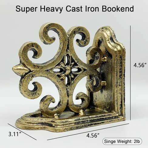 Decorative Bookends, Cast Iron Book Ends for Shelves, Set of 2 Heavy Duty Bookend Supports Book End Book Holder (Antique White) in Kuwait