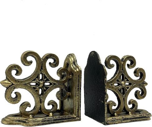 Decorative Bookends, Cast Iron Book Ends for Shelves, Set of 2 Heavy Duty Bookend Supports Book End Book Holder (Antique White) in Kuwait