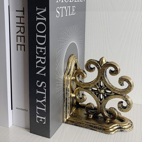 Decorative Bookends, Cast Iron Book Ends for Shelves, Set of 2 Heavy Duty Bookend Supports Book End Book Holder (Antique White) in Kuwait