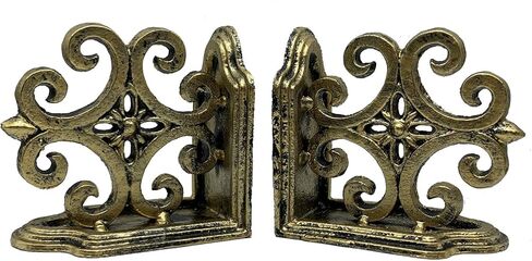 Decorative Bookends, Cast Iron Book Ends for Shelves, Set of 2 Heavy Duty Bookend Supports Book End Book Holder (Antique White) in Kuwait