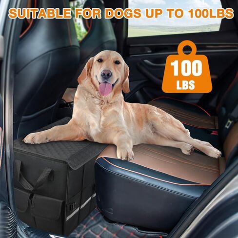 موسع مقعد السيارة للكلاب مع مساحة تخزين، حشو فجوة مقعد السيارة، موسع مقعد للكلاب حتى 100 باوند، مقعد سيارة للكلاب الصغيرة والكبيرة - اسود in Kuwait