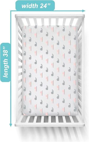 TL Care 2 Pack Fitted Mini Crib Sheets 38x24", White | 100% Natural Cotton Small Nesting Portable Crib Sheet, Fits Pack N Play Mattress - Soft & Breathable, Neutral for Boy & Girl in Saudi Arabia