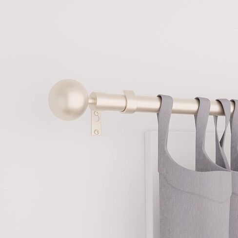 3/4 inches Singles Curtain Rod Set with Round Finials，Adjustable 48 to 84 inch，Heavy Duty Curtain Rods for Windows，Chrome, 48-84 inches in Kuwait