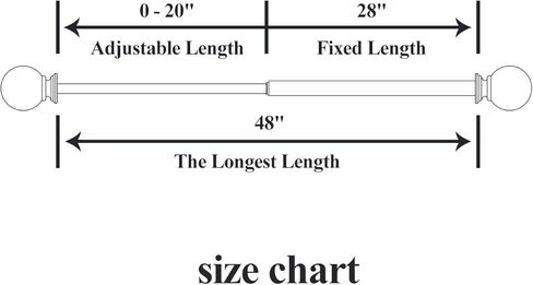 3/4 inches Singles Curtain Rod Set with Round Finials，Adjustable 48 to 84 inch，Heavy Duty Curtain Rods for Windows，Chrome, 48-84 inches in Kuwait