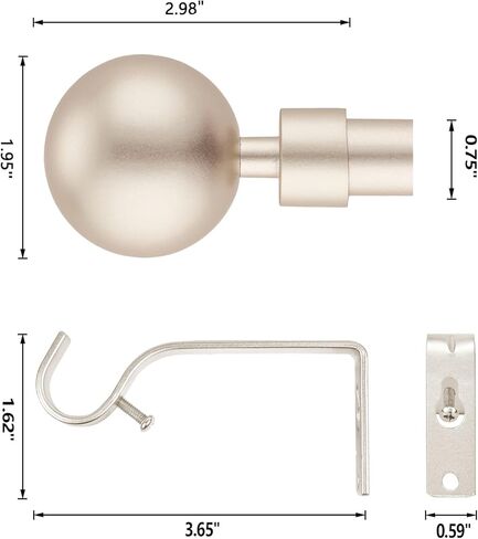 3/4 inches Singles Curtain Rod Set with Round Finials，Adjustable 48 to 84 inch，Heavy Duty Curtain Rods for Windows，Chrome, 48-84 inches in Kuwait