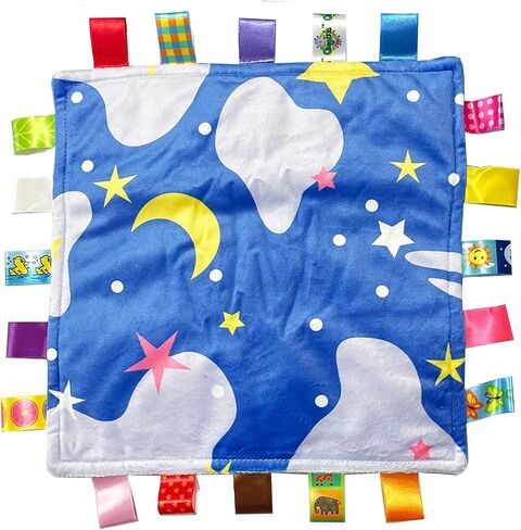 Soft Baby Tag Blanket, 10.4x10.4INCH Cute Taggy Security Blanket, Colorful Label Gift for Baby (Colorful Dots) in Saudi Arabia
