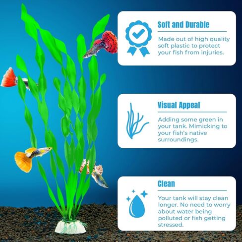 نبات فاليسنيريا سبيراليس من جور الاصطناعي، ديكور حوض السمك، خلق غابة مائية، صيد حب استكشاف الخضراء، حاجز جذاب للحيوانات الأليفة العدوانية، عبوة قيمة مثالية لدبابات المجتمع، 10 قطع in Kuwait