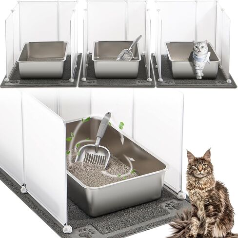 3 مجموعات من صناديق فضلات القطط الكبيرة جدًا المصنوعة من الفولاذ المقاوم للصدأ، مقاس 24 × 16 × 6 بوصة، صندوق فضلات القطط من الفولاذ المقاوم للصدأ ذو الجانب العالي، صندوق فضلات معدني كبير للقطط، صندوق فضلات من الفولاذ المقاوم للصدأ للتحكم في الرائحة in Kuwait