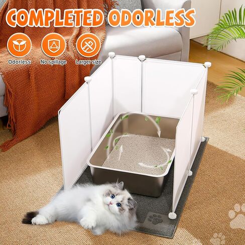 3 مجموعات من صناديق فضلات القطط الكبيرة جدًا المصنوعة من الفولاذ المقاوم للصدأ، مقاس 24 × 16 × 6 بوصة، صندوق فضلات القطط من الفولاذ المقاوم للصدأ ذو الجانب العالي، صندوق فضلات معدني كبير للقطط، صندوق فضلات من الفولاذ المقاوم للصدأ للتحكم في الرائحة in Kuwait