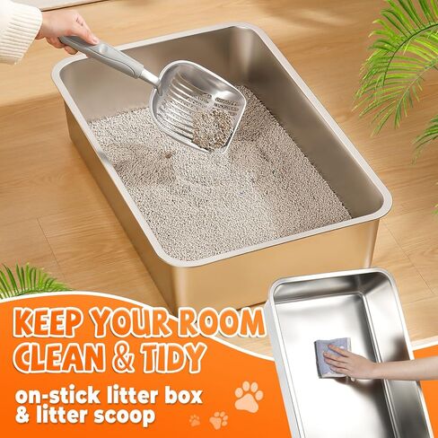 3 مجموعات من صناديق فضلات القطط الكبيرة جدًا المصنوعة من الفولاذ المقاوم للصدأ، مقاس 24 × 16 × 6 بوصة، صندوق فضلات القطط من الفولاذ المقاوم للصدأ ذو الجانب العالي، صندوق فضلات معدني كبير للقطط، صندوق فضلات من الفولاذ المقاوم للصدأ للتحكم في الرائحة in Kuwait