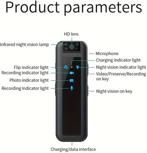 KONPCOIU Camera, Body Camera Night Vision, Body Cam Video HD 1080P, 128G Max Memory, Premium Body Cams with Motion Detection Wearable, with 128G Red Super high-Speed Memory Card in Kuwait