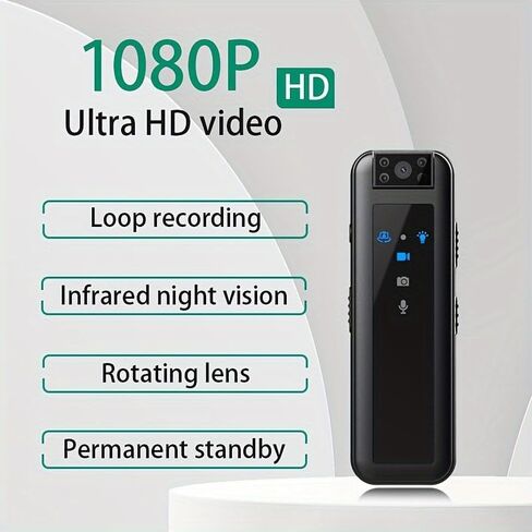 KONPCOIU Camera, Body Camera Night Vision, Body Cam Video HD 1080P, 128G Max Memory, Premium Body Cams with Motion Detection Wearable, with 128G Red Super high-Speed Memory Card in Kuwait