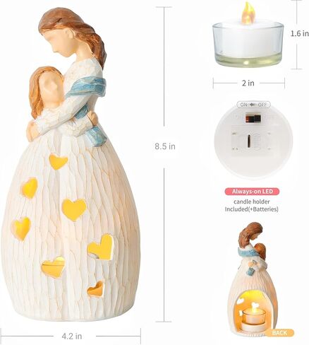 Shelving Solution Gifts for Mom, Mother & Daughter Candle Holder Statue, from Daughter with Flickering LED Candle for Christmas Birthday Bride Gift Home Bathroom Tabletop Ornaments in Kuwait