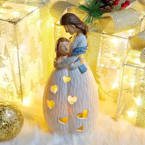 Shelving Solution Gifts for Mom, Mother & Daughter Candle Holder Statue, from Daughter with Flickering LED Candle for Christmas Birthday Bride Gift Home Bathroom Tabletop Ornaments in Kuwait
