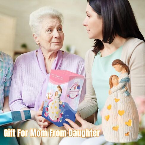 Shelving Solution Gifts for Mom, Mother & Daughter Candle Holder Statue, from Daughter with Flickering LED Candle for Christmas Birthday Bride Gift Home Bathroom Tabletop Ornaments in Kuwait